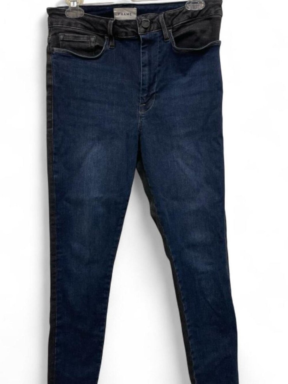 Frame Denim Skinny JeansBlue Black Two Tone Colorblock Size 2 - Picture 3 of 7